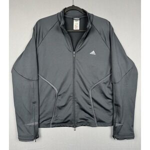 Vintage Adidas Gray Zip Track Jacket Womens XL White Embroidered Logo 2000s Y2K